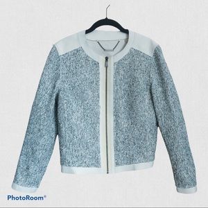 Elie Tahari Lamb Leather Tweed Style Jacket